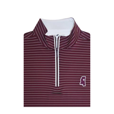 HL Maroon/White 1/4 Zip with State of MS