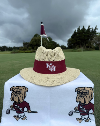 Ahead Straw Hat, Maroon, Interlocking MSU Logo