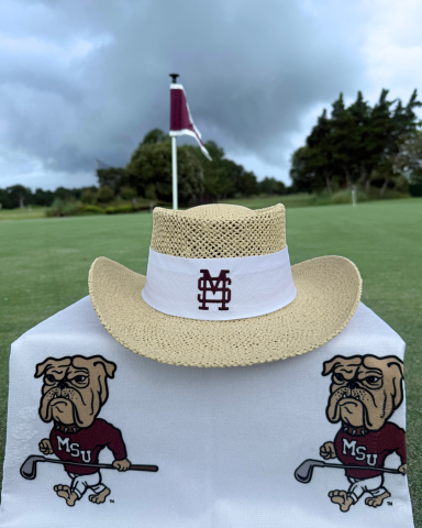 Ahead Straw Hat, White, M over S Logo